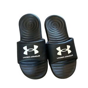Under Armour Boys Slide Sandals Black Size 2 Casual Slip-On